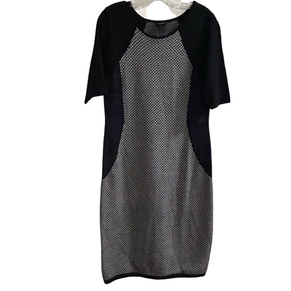 Ann Taylor Women's Black Color-block Knit Dress M Knee Length Workwear - Picture 1 of 7